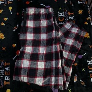 Lazy Bones Black White and Red Buffalo Plaid Print Pajama PJ Pants